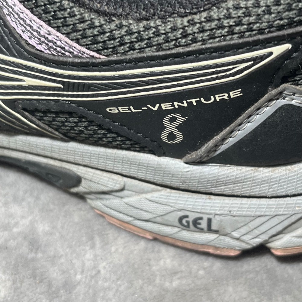Asics Gel-Venture 8 Running Shoes Womens Size 10 Black Pink Trail Sneakers - Picture 5 of 7